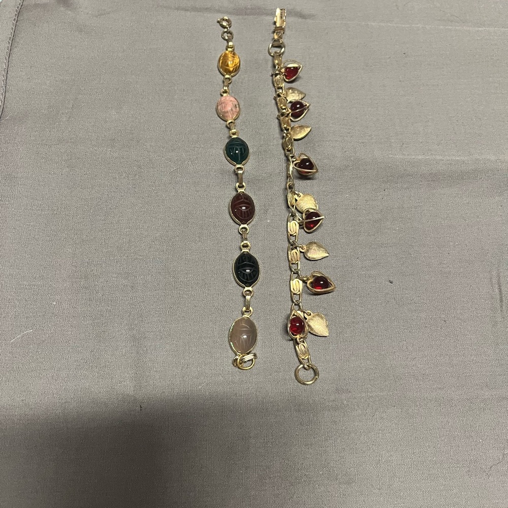 Bundle - 2 pieces - Elegant Gold and Multicolor Stone Bracelets